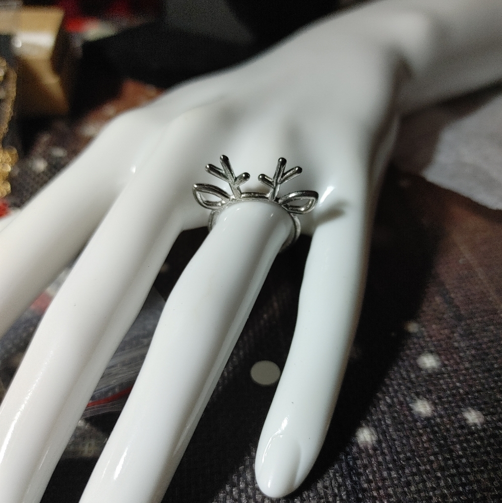 Adjustable cute reindeer ring Holiday